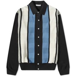 Flagstuff Stripe Knit Polo Cardigan Black