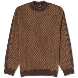 Balmain Mini Monogram Jacquard Knitted Jumper Brown