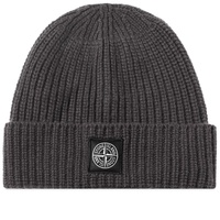 Stone Island Wool Patch Beanie Hat Charcoal