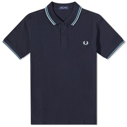 Fred Perry Twin Tipped Polo Navy, Soft Blue & Silver