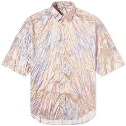 Acne Studios Setar Crinkled Flower Print Short Sleeve Shirt Blush Beige