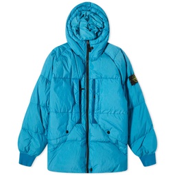 Stone Island Crinkle Reps Hooded Down Jacket Turquoise