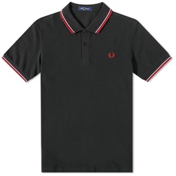 Fred Perry Twin Tipped Polo Night Green, Bright Pink & Washed Red