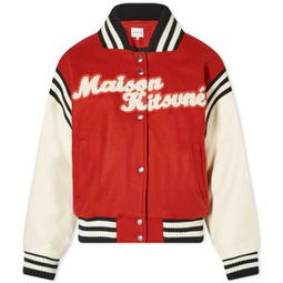 Maison Kitsune Varsity Jacket Burnt Red