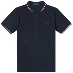 Fred Perry Twin Tipped Polo Navy, Snow White, Burnt Red