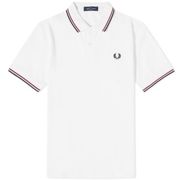 Fred Perry Twin Tipped Polo Snow White, Burnt Red & Navy