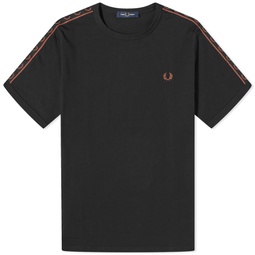 Fred Perry Contrast Tape Ringer T-Shirt Black & Whisky Brown