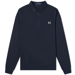 Fred Perry Long Sleeve Plain Polo Navy