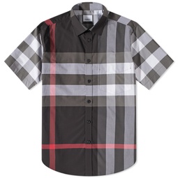 Burberry Short Sleeve Somerton Large Check Shirt Charcoal Check