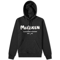 Alexander McQueen Grafitti Logo Popover Hoodie Black & Ivory