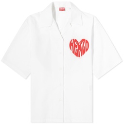 Kenzo Heart Logo Hawaiian Shirt White