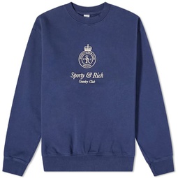 Sporty & Rich Crown Embroidered Crew Sweat Navy