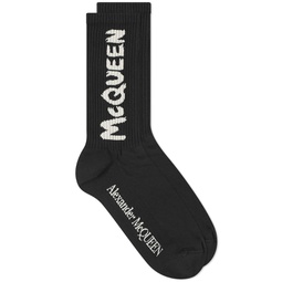 Alexander McQueen Graffiti Logo Sock Black & Ivory