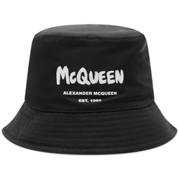 Alexander McQueen Graffiti Logo Bucket Hat Black & Ivory