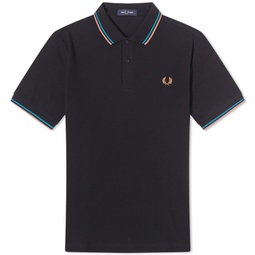 Fred Perry Twin Tipped Polo Blue, Cyber Blue & Light Rust