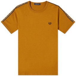 Fred Perry Contrast Tape Ringer T-Shirt Dark Caramel & Shaded Stone