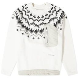 and wander Lopi Fair Isle Crew Knit Off White