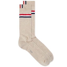 Thom Browne Ribbed Stripe Sock Natural White