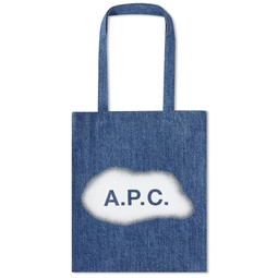 A.P.C. Spray Logo Lou Tote Bag Washed Indigo
