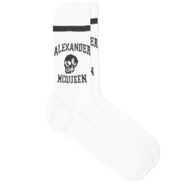 Alexander McQueen Varsity Skull Logo Sock White & Black