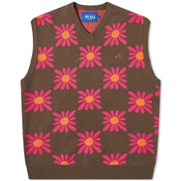 Awake NY Floral Sweater Vest Brown Floral