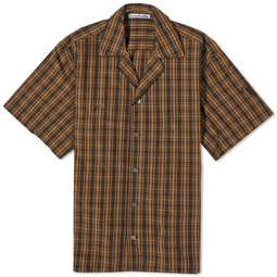 Acne Studios Samir Short Sleeve Micro Check Shirt Brown & Green