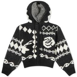 OPEN YY Rose & Deer Jacquard Knit Jacket Black