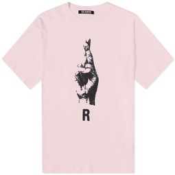 Raf Simons Oversized Hand Sign Print T-Shirt Light Pink
