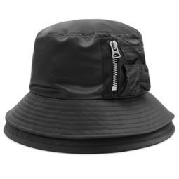 Sacai Pocket Double Brim Bucket Hat Black