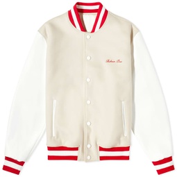 Balmain Signature Varsity Jacket Ivory, White & Red