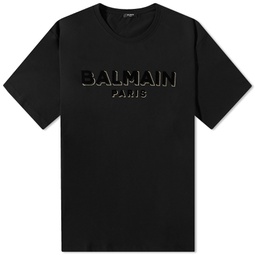 Balmain Flock & Foil Paris Logo T-Shirt Black & Gold