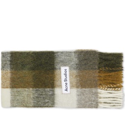 Acne Studios Vally Checked Scarf Taupe, Green & Black