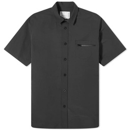 Sacai Matte Taffeta Zip Short Sleeve Shirt Black