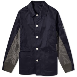 Sacai Chino x Nylon Shirt Jacket Navy & Taupe