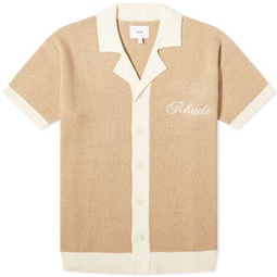 Rhude Contrast Knit Button-Up Polo Brick & Cream