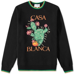 Casablanca Cactus Intarsia Crew Knit Black