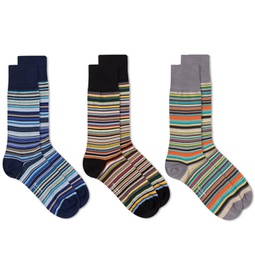 Paul Smith Signature Stripe Socks - 3 Pack Multi