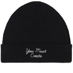YMC Emrbroidered Beanie Hat Black