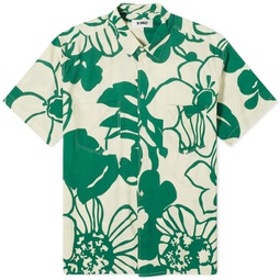 YMC Mitchum Short Sleeve Shirt Ecru & Green
