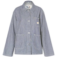 Nudie Jeans Co Eva Hickory Striped Jacket Blue & Off White