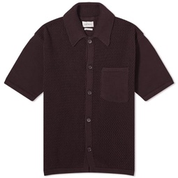 Oliver Spencer Mawes Short Sleeve Knitted Shirt Brown