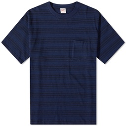 Velva Sheen Made in Japan Indigo Stripe T-Shirt Smolder Navy