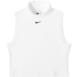 Nike Essentials Short Sleeve Mock Neck White & Black