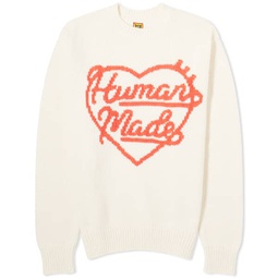 Human Made Knitted Heart Crew Neck Jumper White