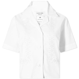 Marine Serre Regenerated Household Linen Cropped Shirt White