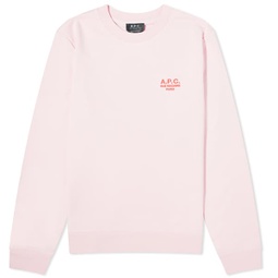 A.P.C. Rider Embroidered Logo Crew Sweat Pink