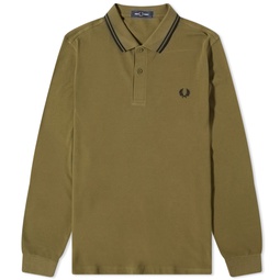 Fred Perry Long Sleeve Twin Tipped Polo Uniform Green & Black