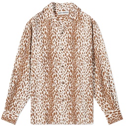 Wacko Maria Long Sleeve Leopard Vacation Shirt Brown
