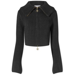 House Of Sunny Peggy Double Collar Cropped Cardigan Onyx
