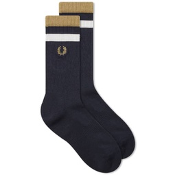 Fred Perry Bold Tipped Socks Navy & Warm Stone